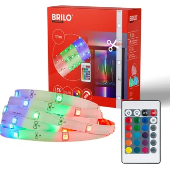 LED páska BRILONER LED pásek 30m, dálkový ovladač, RGB dynamické barvy, bílý - BRILO BRILO 2323540