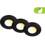 BRILONER Klira 3ks sada LED vestavné bodové svítidlo do koupelny 230V, stmívatelné, IP44, černá - BRILONER BRI 7589035