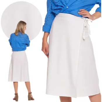 Dámská sukně MORAJ midi SUKNĚ Moraj do áčka, zavazování v pase, bílá, velikost S/M