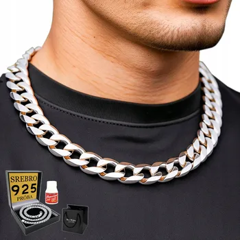 Řetízek Gruby stříbrný řetízek męski łańcuch stříbro 925 plný 13 mm pancr