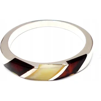 Prsten STŘÍBRNÝ PRSTÝNEK OBRÁČKA S JANTAROM