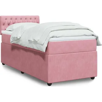 Postel vidaXL Box spring postel s matrací 80 x 200 cm samet [3289897] Barva: Růžová