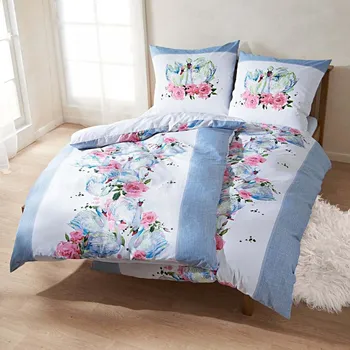 Povlečení 3Pagen Povlečení na jednolůžko Labutě Velikost: 80x80 cm + 135x200 cm