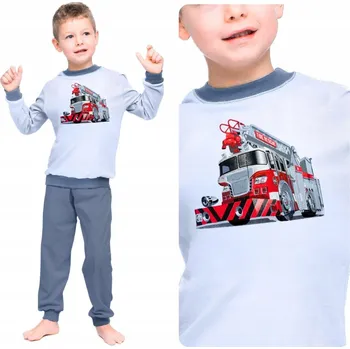 DĚTSKÉ PYŽAMO PRO CHLAPCE DLOUHÝ RUKÁV HASIČI TEPLÉ BAVLNA 98