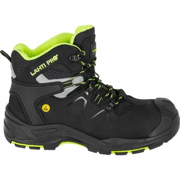 Pracovní obuv PRACOVNÍ KOTNÍKOVÁ OBUV Z NUBUKU ČERNO-ZELENÁ, S3 FO HRO SR, CE, LAHTI [Velikost 45]