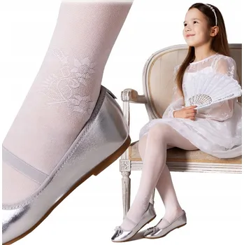 Dívčí oblečení YOCLUB dětské punčocháče bílé polyamidové, velikost 134