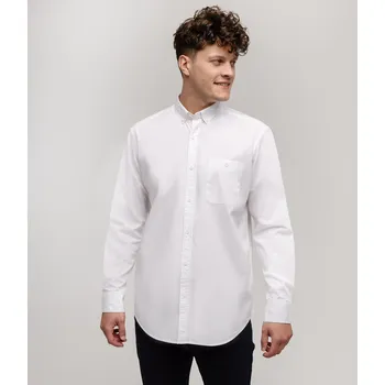 Pánská košile Pánská košile Lee Cooper bílá bavlněná volného střihu s dlouhým rukávem XL