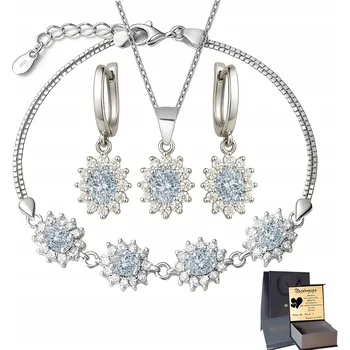 Náramek Stříbrná 925 sada šperků – náhrdelník, náramek a Náušnice jako Dárek