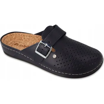 Dámské pantofle Dámské NAZOUVÁKY INBLU kožené, tmavě modré, zdravotní, korkové, s uzavřenou špičkou, velikost 37