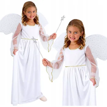 Karnevalový kostým KOSTÝM KARNEVAL ANDÍLEK VELIKOST S 110-120CM PŘEVLEK PLES VÁNOČNÍ BESÍDKA