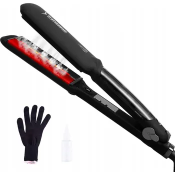 Žehlička na vlasy ŽEHLIČKA NA VLASY NA VLASY KERAMICKÁ 6 TEPLOT LCD 350°C + rukavice