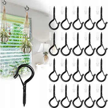 Věšák PLNÝ HÁK S OKEM VRUT SADA 50 KUSŮ ČERNÝ HÁK SADA