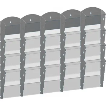 Kancelář B2B Partner Nástěnný plastový zásobník na prospekty - 5 x 4 A5, šedý