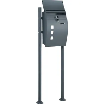 Poštovní schránka HOMCOM Poštovní schránka Poštovní schránka, uzamykatelná, volně stojící poštovní schránka, 2 klíče, ocel, 44 cm x 15 cm x 114 cm, šedá barva