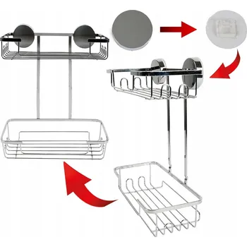 Drátěná police POLIČKA DO SPRCHY STŘÍBRNÁ SAMOLEPICÍ KOUPELNOVÁ ODOLNÁ OCELOVÁ