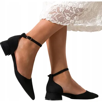 Dámské baleríny BALERÍNKY Černé Dámské SEMIŠOVÉ Nízký Podpatek ZAKRYTÁ PATA Pohodlné vel. 40