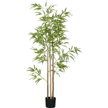 umělá květina HOMCOM Umělá rostlina, bambus, 3 stonky, 830 listů, snadná údržba, 180 cm, cementový květináč
