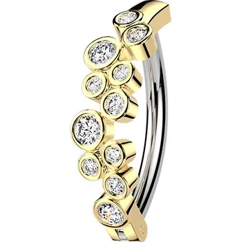 Módní doplněk Šperky4U Zlacený piercing do pupíku se štítem - WP0109-GD