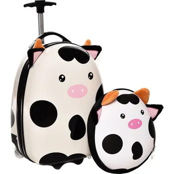 KRAVA 3D CESTOVNÍ KUFR S LED SVĚTLEM PRO DĚTI SADA KUFR NA KOLEČKÁCH + BATOH