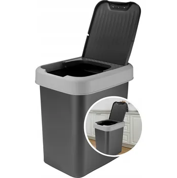 Odpadkový koš Výklopný koš VALOR 12 l na odpadky šedý tmavý úzký štíhlý