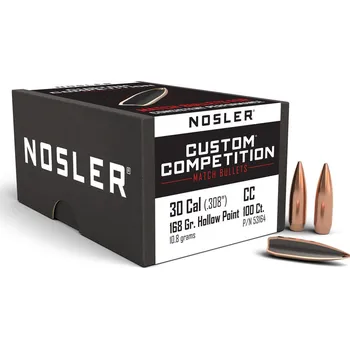 Příslušenství pro sportovní střelbu Střely Nosler Custom Competition .30 cal, dia .308, 168grs