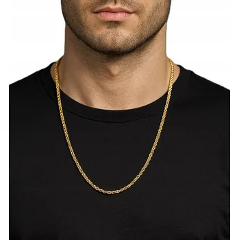 Náhrdelník Zlatý Řetízek Náhrdelník 3MM Italský Vzor Lana z Oceli