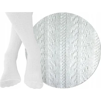 NOVITI bavlněné punčocháče s žebrováním a vzorem rybí kosti, bílé, velikost 80-86