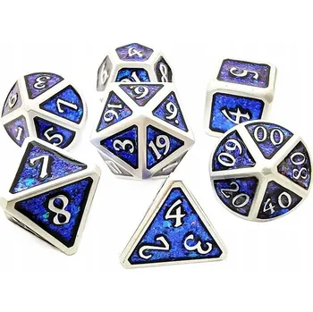 Příslušenství k deskovým hrám NA ŠIRÉM MOŘI SADA 7 KOVOVÝCH RPG KOSTEK