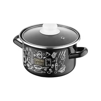 HRNEC SMALTOVANÝ S POKLIČKOU 16 CM 2,1L KITCHEN BLACK