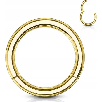 Náušnice Ocelový kroužek – clicker helix lobe septum 2,4/12 zlatý