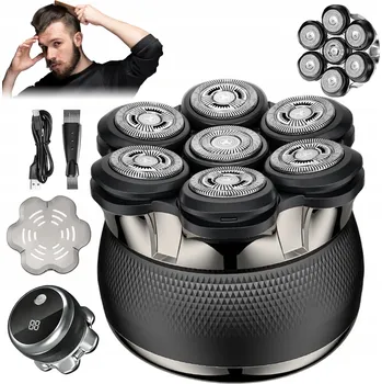 Holicí strojek HOLICÍ STROJEK ELEKTRICKÝ VODĚODOLNÝ S OTOČNOU HLAVICÍ 7D LED 2 RYCHLOSTI 1200MAH