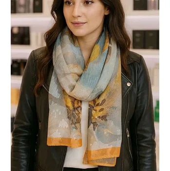 Šátek Agrafka šátek s rostlinným motivem - polyester