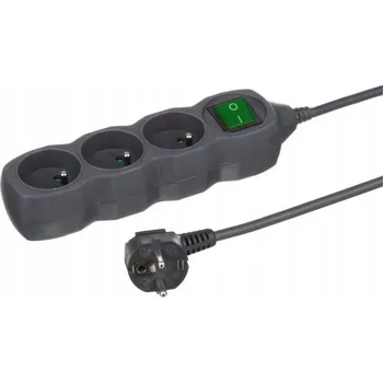 Napájecí kabel Prodlužovací Kabel lištový Düwi 3 m 3 ks zásuvek šedý