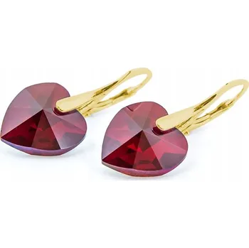 Náušnice Pozlacené stříbro Náušnice 925 s krystaly Swarovski Srdíčka 14mm Siam AB