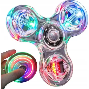 Gadget Svítící LED fidget spinner průhledný barevný prémiový pro děti hra