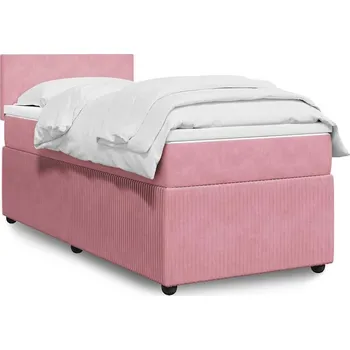 Postel vidaXL Box spring postel s matrací 80 x 200 cm samet [3287588] Barva: Růžová
