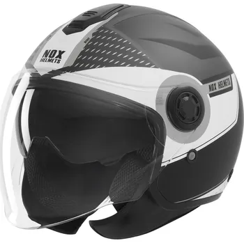 Helma na motorku Otevřená přilba N182 ROUND, NOX (černá matná, stříbrná) 2026