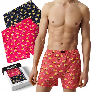 Boxerky ATLANTIC 2MBH-007 volné pánské boxerky trenýrky 100% BAVLNA 2-BALENÍ - M