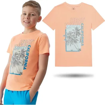 Chlapecké tričko 4F dětské tričko oranžové bavlna velikost 122