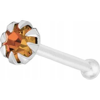 Piercing Stříbrný piercing do nosu s oranžovou zirkonií 925, nostril 2,5 mm