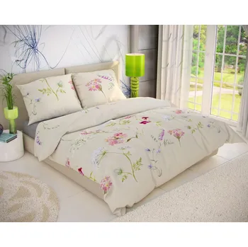 Povlečení Francouzské bavlněné povlečení DELUX 240x200, 70x90cm BOTANICA smetanová - 1+2, 240x200, 70x90cm 4609_7124001491Z