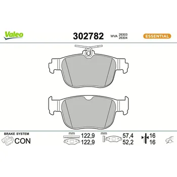 Brzdová destička Sada brzdových destiček, kotoučová brzda VALEO 302782