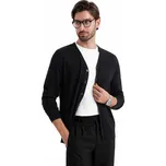 Černý pánský pletený kardigan jednobarevný Ombre OM-SWCD-0126 V2 S
