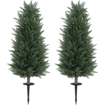 umělá květina HOMCOM Sada 2 umělých rostlin, umělé cypřiše, každý s 831 listy, univerzální, zelená barva