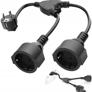 Elektrická zásuvka Dvojitá zásuvka do zdi s ochranným kontaktem, prodlužovací kabel se 2 zásuvkami