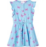 Dětské Šaty na knoflíky , bez rukávů, potisk motýlů, modré, 116
