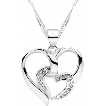 Náhrdelník Stříbrný náhrdelník se srdíčky Zirkony Srdíčka Heart Love STŘÍBRO 925