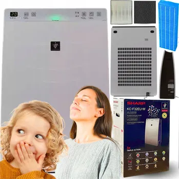 Vzduchotechnika Čistička vzduchu Sharp KC-F32EUW Zvlhčovač Vzduchu Ionizace pro plochy do 21 m2, 27 W, bílá