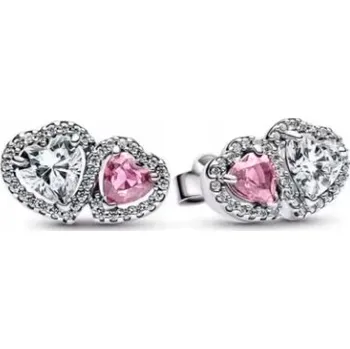 Náušnice Stříbrné Náušnice zirkony amarantová srdíčka, stříbro srdíčka , s925