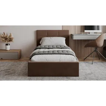 Postel Čalouněná postel RINO 90x200 cm s kovovým roštem hnědá